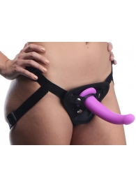 Лиловый поясной страпон Navigator Silicone G-Spot Dildo with Harness - 17,8 см. - XR Brands - купить с доставкой в Ессентуках