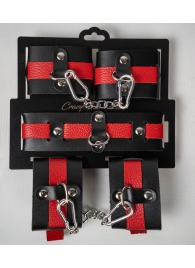Черно-красный набор фиксаций: наручники, оковы и ошейник - Crazy Handmade - купить с доставкой в Ессентуках