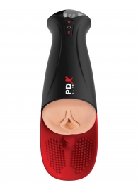 Телесный мастурбатор-вагина в черной колбе с вибрацией Fuck-O-Matic Pro XL - Pipedream - в Ессентуках купить с доставкой
