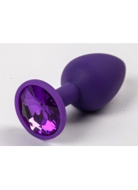 Фиолетовая силиконовая анальная пробка с фиолетовым стразом - 7,1 см. - 4sexdreaM - купить с доставкой в Ессентуках