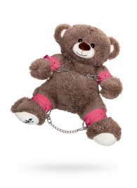 Бондажный набор: бурый мишка с розовыми оковами и наручниками - Pecado - купить с доставкой в Ессентуках