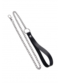 Поводок с ручкой из черной натуральной кожи и карабином для ошейника - Pecado - купить с доставкой в Ессентуках