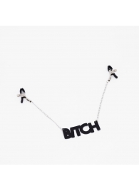 Зажимы на соски с кожаной подвеской Bitch - Crazy Handmade - купить с доставкой в Ессентуках