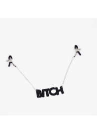 Зажимы на соски с кожаной подвеской Bitch - Crazy Handmade - купить с доставкой в Ессентуках