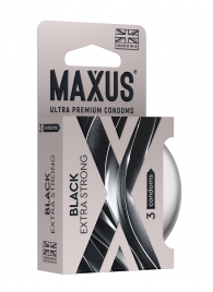 Черные утолщенные презервативы MAXUS Extra Strong с железным кейсом - 3 шт. - Maxus - купить с доставкой в Ессентуках