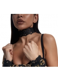 Черный ажурный чокер с золотистой фурнитурой - Crazy Handmade - купить с доставкой в Ессентуках