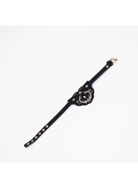 Черный чокер с клепками и золотистой фурнитурой - Crazy Handmade - купить с доставкой в Ессентуках