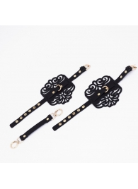 Черный фигурные оковы с золотистой фурнитурой - Crazy Handmade - купить с доставкой в Ессентуках