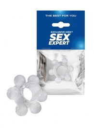 Прозрачное эрекционное кольцо с 6 стимулирующими шариками - Sex Expert - в Ессентуках купить с доставкой