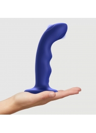 Синяя насадка-стимулятор Strap-On-Me Tapping Dildo Wave - Strap-on-me - купить с доставкой в Ессентуках