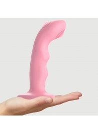 Розовая насадка-стимулятор Strap-On-Me Tapping Dildo Wave - Strap-on-me - купить с доставкой в Ессентуках