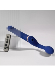 Синий безремневой страпон Multi Orgasm Bendable Strap-On size L с клиторальной стимуляцией - Strap-on-me - купить с доставкой в Ессентуках