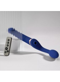 Синий безремневой страпон Multi Orgasm Bendable Strap-On size XL с клиторальной стимуляцией - Strap-on-me - купить с доставкой в Ессентуках