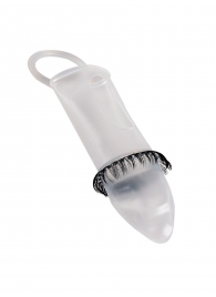 Закрытая насадка на пенис с подхватом мошонки и стимулирующими «ресничками» - Sextaz - в Ессентуках купить с доставкой