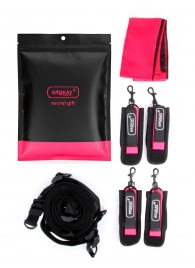 Черно-розовый эротический набор: фиксатор, оковы, наручники, повязка - Erokay - купить с доставкой в Ессентуках