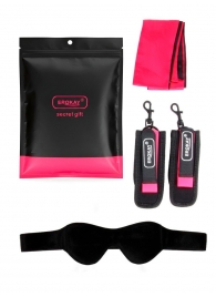 Черно-розовый эротический набор: маска, наручники и повязка - Erokay - купить с доставкой в Ессентуках