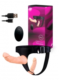 Женский страпон с 2 насадками, вибрацией и пультом ДУ - Erowoman-Eroman - купить с доставкой в Ессентуках