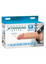 Телесный пустотелый фаллопротез 5’’ Hollow Silicone Strap-On - 14 см. - Pipedream - купить с доставкой в Ессентуках
