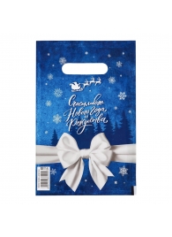 Сине-белый подарочный новогодний пакет с вырубной ручкой (20х30 см) - Сима-Ленд - купить с доставкой в Ессентуках