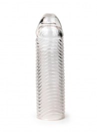 Прозрачная закрытая насадка на пенис с ребрышками - 16 см. - Sex Expert - в Ессентуках купить с доставкой