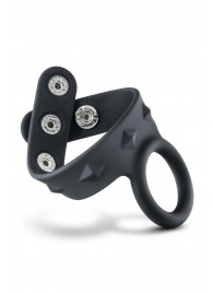 Черное эрекционное кольцо с подхватом мошонки на кнопках VS6 - Blush Novelties - в Ессентуках купить с доставкой