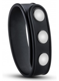 Черное эрекционное кольцо на кнопках - Blush Novelties - в Ессентуках купить с доставкой