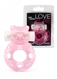 Розовое эрекционное виброкольцо в форме мишки - 1137 - в Ессентуках купить с доставкой