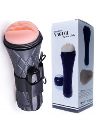 Телесный мастурбатор-вагина в черной колбе с вибрацией - Boys of Toys - в Ессентуках купить с доставкой