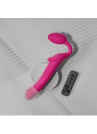 Ярко-розовый безремневой страпон Strap-on-me Vibrating Bendable Strap-On size M - Strap-on-me - купить с доставкой в Ессентуках
