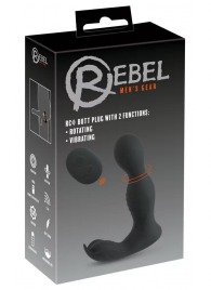 Черная анальная пробка с вибрацией, вращением и пультом ДУ RC Butt Plug with 2 Functions - Orion - в Ессентуках купить с доставкой