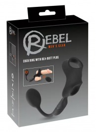 Черное виброкольцо с анальной пробкой Cock Ring with RC Butt Plug - Orion - в Ессентуках купить с доставкой