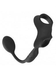 Черное виброкольцо с анальной пробкой Cock Ring with RC Butt Plug - Orion - в Ессентуках купить с доставкой