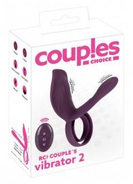 Фиолетовая насадка на член с клиторальным отростком и пультом ДУ RC Couple’s Vibrator 2 - Orion - в Ессентуках купить с доставкой