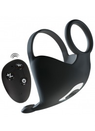 Черная вибронасадка для эрекции и стимуляции мошонки Cock ring with RC ball massager - Orion - в Ессентуках купить с доставкой