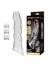 Прозрачный фаллоудлинитель с 3 вставками - 28 см. - Baile - в Ессентуках купить с доставкой