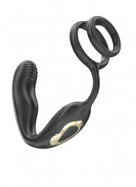 Черная анальная пробка с вращением и эрекционными кольцами - Ibiza - в Ессентуках купить с доставкой