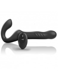 Черный безремневой страпон с вибрацией и возвратно-поступательными движениями - 24 см. - Ibiza - купить с доставкой в Ессентуках