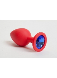 Красная силиконовая пробка с синим кристаллом - 9,5 см. - 4sexdreaM - купить с доставкой в Ессентуках