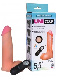 Фаллическая насадка Харнесс UNICOCK 5,5  с вибрацией - 17 см. - LOVETOY (А-Полимер) - купить с доставкой в Ессентуках