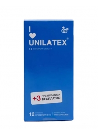 Классические презервативы Unilatex Natural Plain - 12 шт. + 3 шт. в подарок - Unilatex - купить с доставкой в Ессентуках