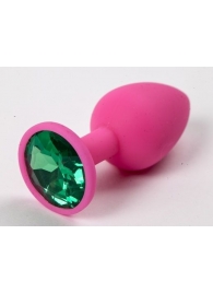 Розовая анальная пробка с зеленым кристаллом - 9,5 см. - 4sexdreaM - купить с доставкой в Ессентуках