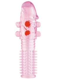 Гелевая розовая насадка с шариками и шипами - 14 см. - ToyFa - в Ессентуках купить с доставкой