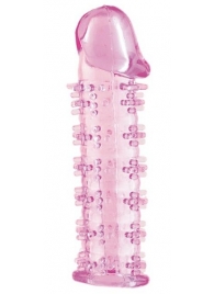 Гелевая розовая насадка на фаллос с шипами - 12 см. - Toyfa Basic - в Ессентуках купить с доставкой
