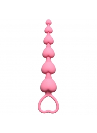 Розовая анальная цепочка Heart s Beads Pink - 18 см. - Lola Games