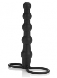 Насадка на пенис для двойного проникновения Silicone Beaded Double Rider - 14 см. - California Exotic Novelties - в Ессентуках купить с доставкой