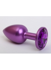 Фиолетовая анальная пробка с фиолетовым стразом - 7,6 см. - 4sexdreaM - купить с доставкой в Ессентуках