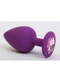 Фиолетовая силиконовая пробка с розовым стразом - 7,1 см. - 4sexdreaM - купить с доставкой в Ессентуках