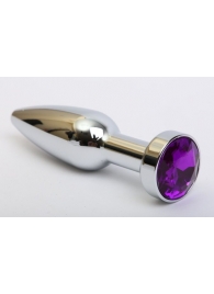 Удлинённая серебристая пробка с фиолетовым кристаллом - 11,2 см. - 4sexdreaM - купить с доставкой в Ессентуках