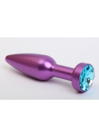 Фиолетовая анальная пробка с голубым стразом - 11,2 см. - 4sexdreaM - купить с доставкой в Ессентуках