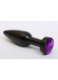 Чёрная удлинённая пробка с фиолетовым кристаллом - 11,2 см. - 4sexdreaM - купить с доставкой в Ессентуках